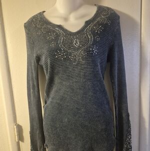 American Age Blue Embellished Top
